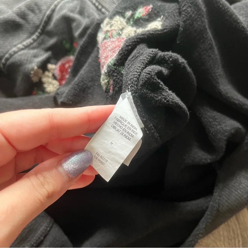 Lucky Brand Black Floral Embroidered Sweatshirt - Picture 11 of 14